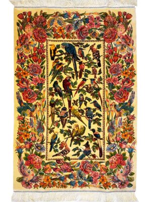 فرش ربات بافت چهل طوطی 70 رج ابریشم و بنبوسیلک کد 2002194