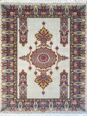 فرش دست بافت تبریز مستطیل  صادق نژاد 60 رج کرک و ابریشم کد 2003291