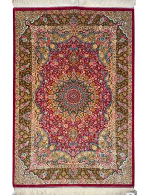 فرش ربات بافت مستطیل گلریز رضاییان 70 رج ابریشم و بنبوسیلک کد 2002459