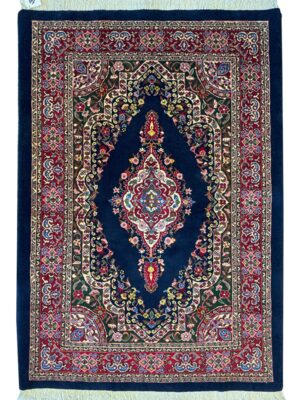 فرش دست بافت مستطیل کف ساده کرمان 40 رج پشم طبیعی کد 2003579