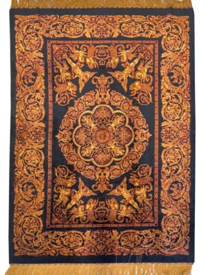 فرش دست بافت مستطیل  ورساچه ترنجی 70 رج تمام ابریشم کد 2002753