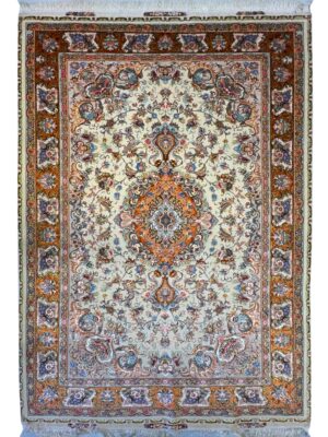 فرش دست بافت  تبریز نوین فر صبا 50 رج کرک و ابریشم کد 2002796