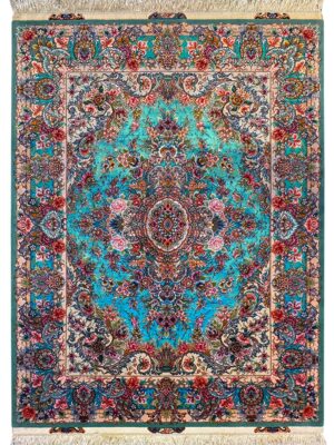 فرش دست بافت مستطیل خطیبی 60 رج کرک و ابریشم کد 2003035