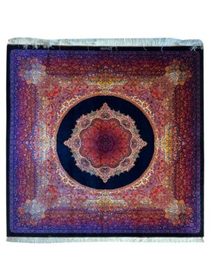 فرش دست بافت مربع رایمون 80 رج تمام ابریشم کد 2003041