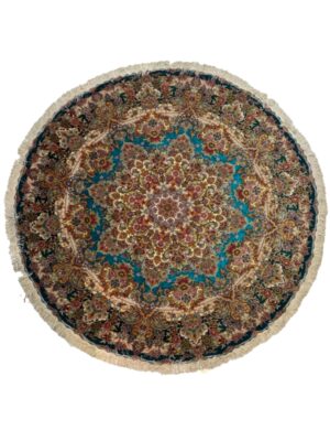 فرش دست بافت دایره خطیبی دو متن 70 رج کرک و ابریشم کد 2003162