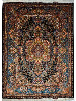 فرش دست بافت مستطیل سالاری باغ بهشت 50 رج کرک و ابریشم کد 2003230