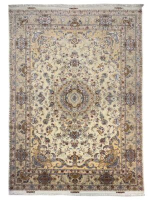 فرش دست بافت مستطیل خطیبی 52 رج کرک و ابریشم کد 2003309