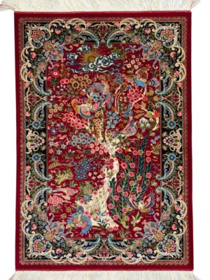 تابلو فرش ربات بافت مستطیل درخت زندگی 70 رج ابریشم و بنبوسیلک کد 2003348