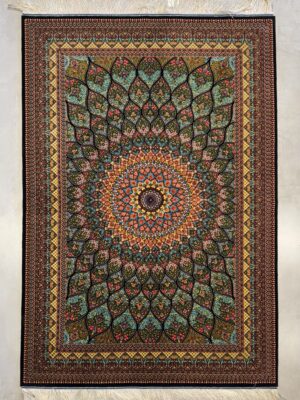 فرش ربات بافت مستطیل گنبدی 70 رج ابریشم و بنبوسیلک کد 2003366