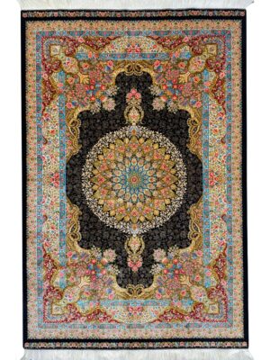 فرش ربات بافت مستطیل لچک ترنجی معصومی 70 رج ابریشم و 2003388