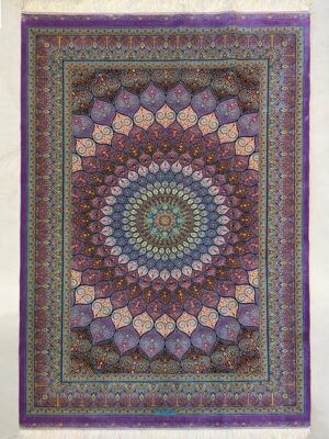 فرش ربات بافت مستطیل گنبدی 70 رج ابریشم و بنبوسیلک کد 2003391