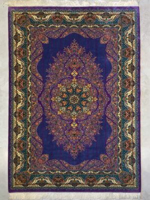 فرش ربات بافت مستطیل گلفرنگ 70 رج ابریشم و بنبوسیلک کد 2003392