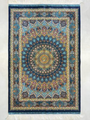 فرش ربات بافت مستطیل گنبد شیخ لطف الله 70 رج ابریشم و بنبوسیلک کد 2003394