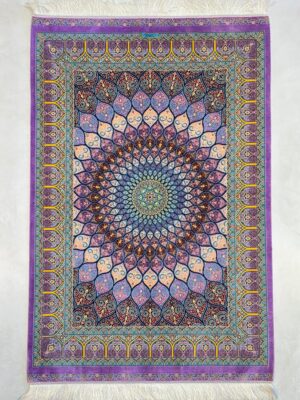 فرش ربات بافت مستطیل گنبد شهسوارپور 70 رج ابریشم و بنبوسیلک کد 2003396