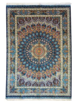 فرش ربات بافت قم گنبد شیخ لطف الله 70 رج ابریشم و بنبوسیلک کد 2003401