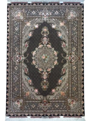 فرش دست بافت مستطیل ریز ماهی گل رز 40 رج تمام ابریشم کد 2003404