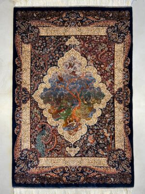 فرش ربات بافت مهرابی باغ بهشت 70 رج ابریشم و بنبوسیلک کد 2003422