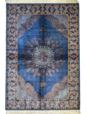 فرش ربات بافت  لچک ترنجی پتینه بافی 70 رج ابریشم و بنبوسیلک کد 2003433