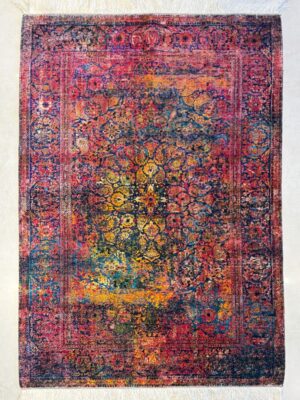 فرش ربات بافت مستطیل بهرام 70 رج ابریشم و بنبوسیلک کد2003437