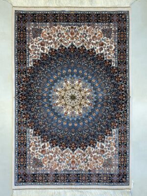 فرش ربات بافت مستطیل  گنبدی 70 رج ابریشم و بنبوسیلک کد 2003439