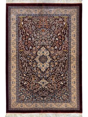 فرش ربات بافت مستطیل لچک ترنجی 70 رج ابریشم و بنبوسیلک کد 2003447