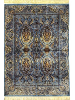 فرش ربات بافت مستطیل ارمی 70 رج ابریشم و بنبوسیلک کد 2003448