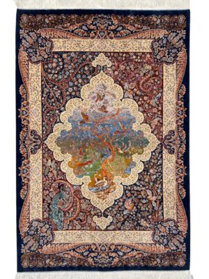 فرش ربات بافت مهرابی باغ بهشت 70 رج ابریشم و بنبوسیلک کد 2003457