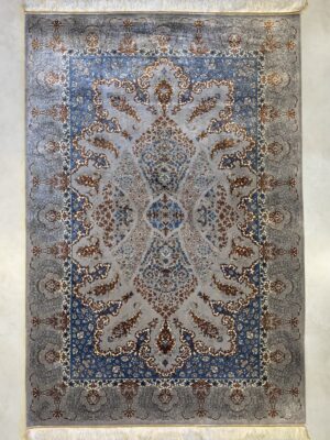 فرش ربات بافت  مستطیل ارمی 70 رج ابریشم و بنبوسیلک کد 2003461