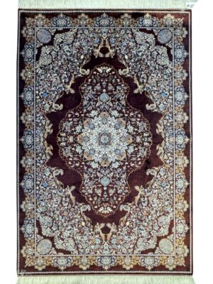 ربات بافت مستطیل لچک ترنج باغ طاووس 70 رج ابریشم و بنبوسیلک کد 2003462