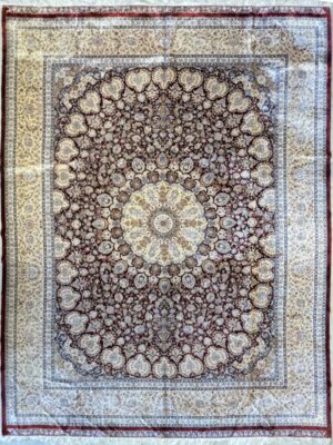 فرش ربات بافت مستطیل لچک ترنجی 70 رج ابریشم و بنبوسیلک کد 2003476