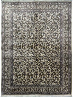 فرش ربات بافت مستطیل افشان شاه عباسی 70 رج ابریشم و بنبوسیلک کد 2003484