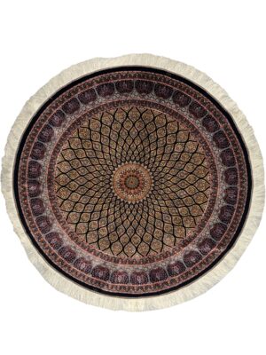 فرش ربات بافت دایره گنبدی 70 رج ابریشم و بنبوسیلک کد 2003507