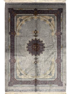 فرش تمام ابریشم ربات بافت 2 نخ 2 نخ محو بافی 70 رج کد 2003515