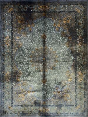 فرش تمام ابریشم ربات بافت نقشه پتینه بافی 2نخ 70 رج کد 2003518