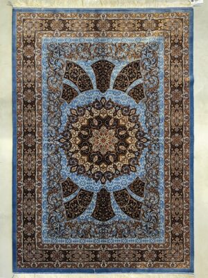 فرش ربات بافت مستطیل کفاش زاده 70 رج ابریشم و بنبوسیلک کد 2003520