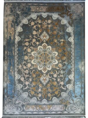 فرش ربات بافت مدرن ویسکوز پتينه 60 رج کرک و بمبوسيلک کد 2003529