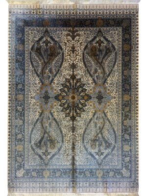 فرش ربات بافت تمام ابریشم 2 نخ ارمی 70 رج کرک و بمبوسیلک کد 2003530