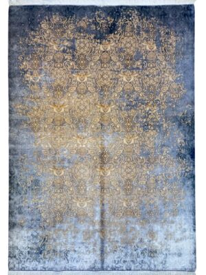 فرش ربات بافت مستطیل افشان پتینه 70 رج کرک و بمبوسیلک کد 2003531