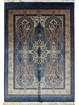 فرش ربات بافت مستطیل ارمی مدرن 70 رج کرک و بمبوسیلک کد 2003532