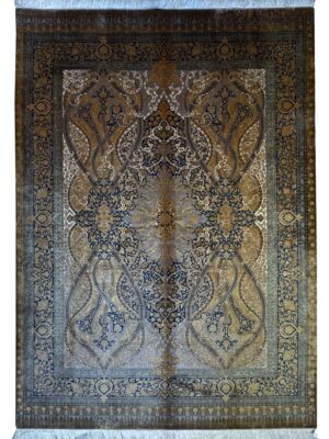 فرش ربات بافت مستطیل ارمی مدرن تمام ابریشم 2نخ کد 2003548