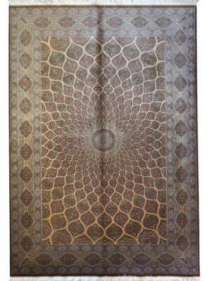 فرش ربات بافت تمام ابریشم دو نخ مستطیل گنبدی موسوی کد 2003549