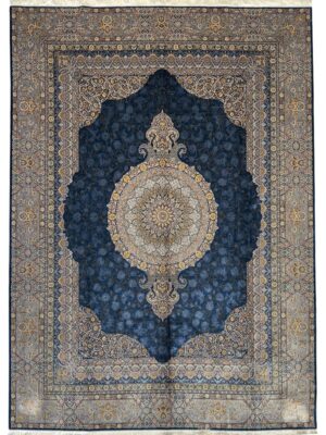 فرش ربات بافت کاضمی 70 رج پشم و بنبوسیلک تمام ابریشم 2نخ کد 2003552