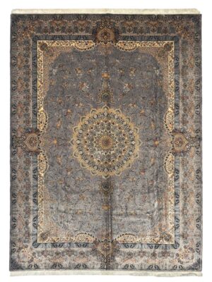 فرش ربات بافت مستطیل  گل فرنگ 70 رج پشم و بنبوسیلک کد 2003554