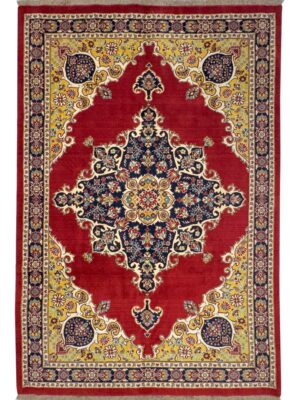 فرش ربات بافت مستطیل لچک ترنجی کف ساده 40 رج پشم کد 2003558