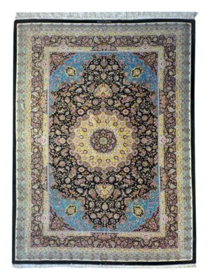 فرش دست بافت مستطیل لچک ترنچی کوهستانی 70 رج تمام ابریشم کد 2003561