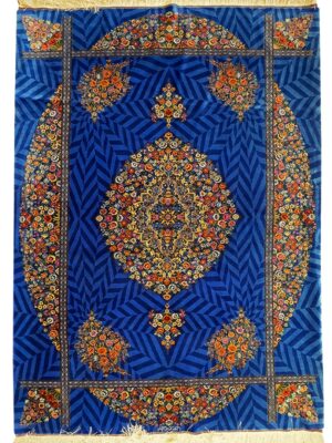 فرش دست بافت مستطیل موسوی 80 رج تمام ابریشم کد 2003570