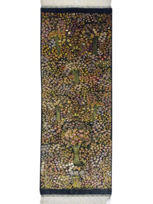 فرش دست بافت  دو رو - نقشه درخت زندگی / هزار گل 70 رج تمام ابریشم کد 2003571