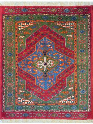 فرش دست بافت مستطیل ارمنی زرتشتی 40 رج پشم طبیعی کد 2003577