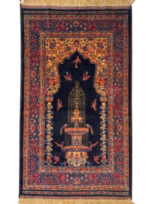 فرش دست بافت مستطیل فواره محرابی 40 رج پشم دست ریس کد 200358