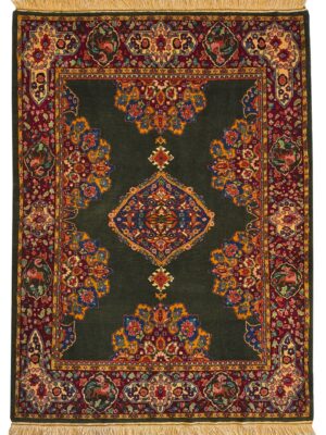 فرش دست بافت عشایری کف ساده کرمان لچک وسط 40 رج پشم طبیعی کد 2003585